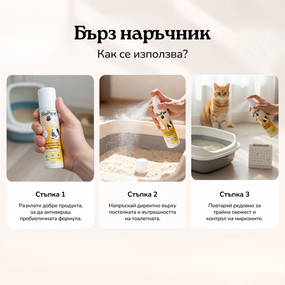 Пробиотичен неутрализатор на миризми за котешки тоалетни
