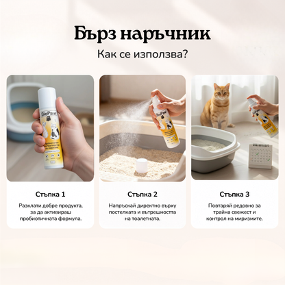 Пробиотичен неутрализатор на миризми за котешки тоалетни