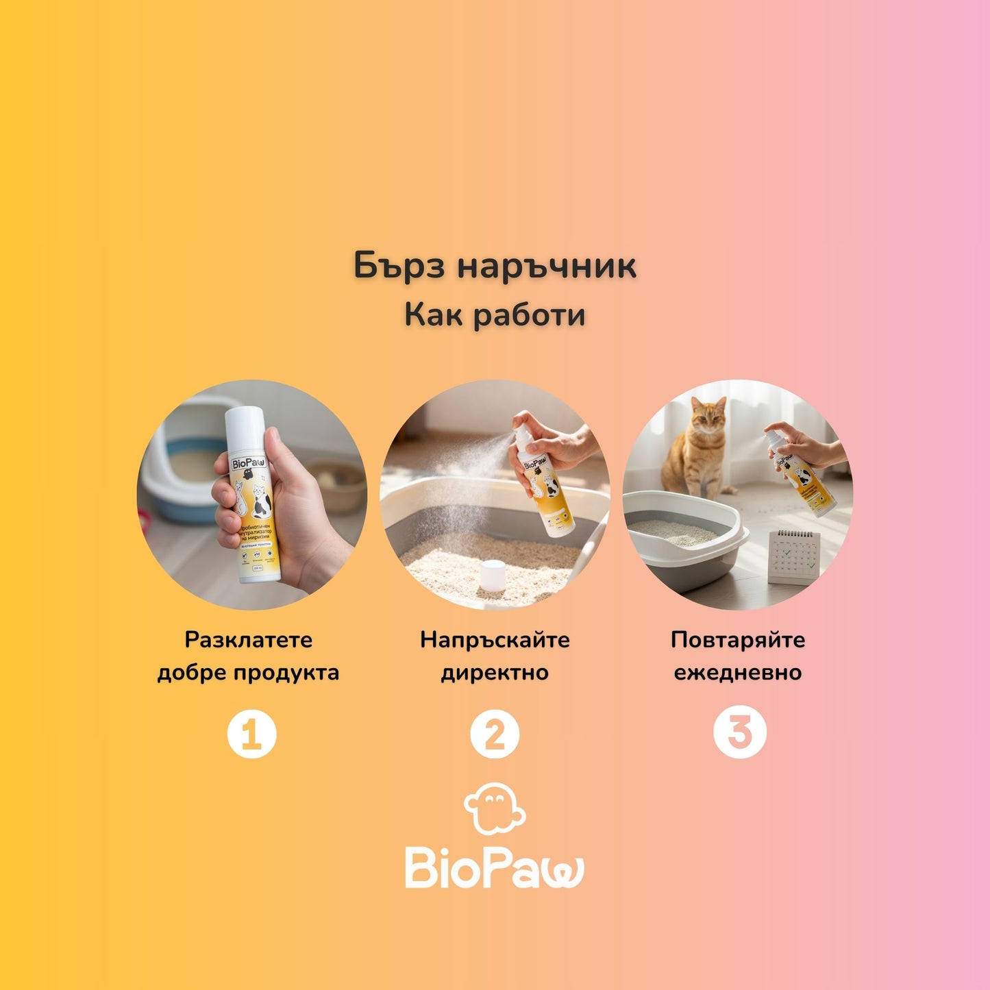 Пробиотичен неутрализатор на миризми за котешки тоалетни